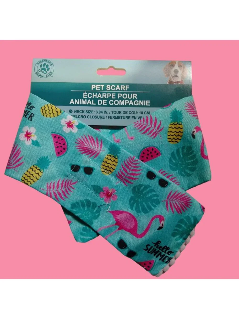 Pink Flamingo Pet Scarf Hello Summer Small